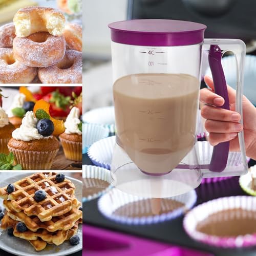Pancake Batter Dispenser with Measuring Label, Purple