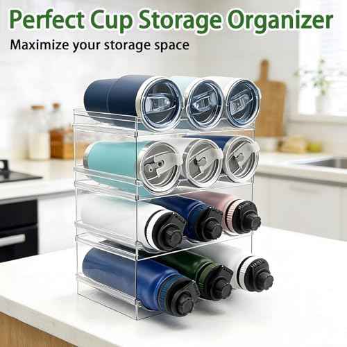 Spaclear 4 Pack Water Bottle Organizer, Stackable Kitchen Pantry