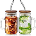DRASTAR Iced Coffee Cup, 16 oz Mason Jar Cups with Handle, Small Glass