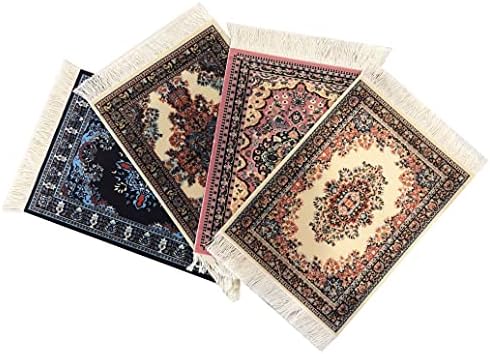 Set of 4 Carpet-Style Coasters – Turkish Rug Design Drink mats with