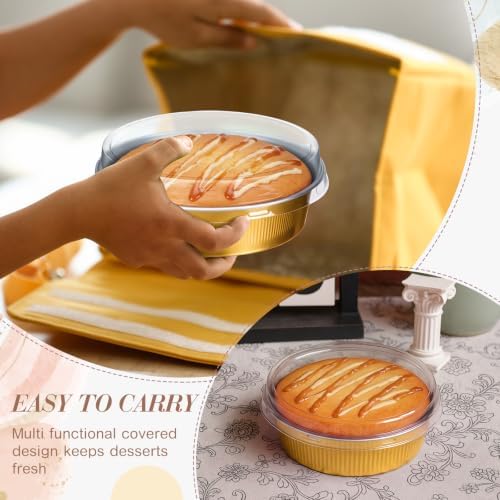 60 Pack Mini Cake Pan with Lid and Spoon 8oz, Pink Blue Rose