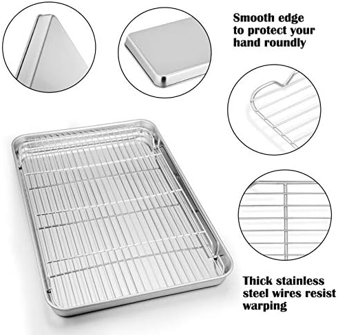 P&P CHEF Stainless Steel Baking Sheet with Rack Set for Cookie