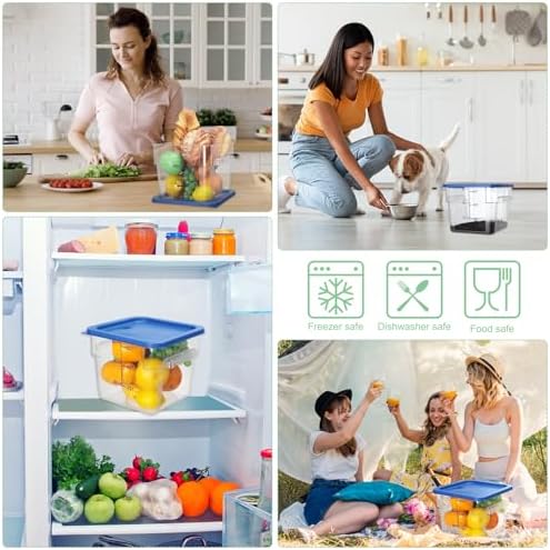 Lallisa 8 Pack 6 Qt Commercial Food Storage Containers with Lids