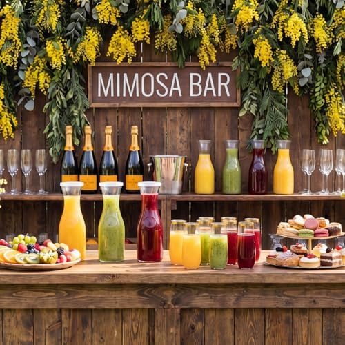 27 Pack Mimosa Bar Supplies Set, 3 Glass Carafe and 24 Champagne
