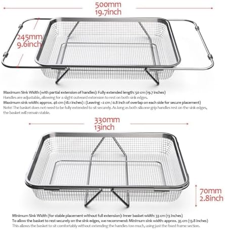 WAGENSTEIGER Extendable Dish Rack with Feet, Vegetable Colander