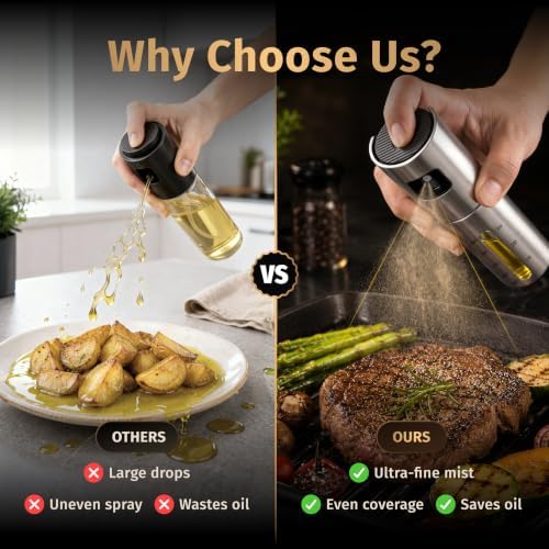 Stainless Steel Olive Oil Sprayer, Glass Spray Bottle