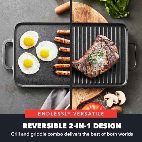 GreenPan x Bobby Flay 16.5 x 9.5 Cast Iron Reversible Double Burner Griddle