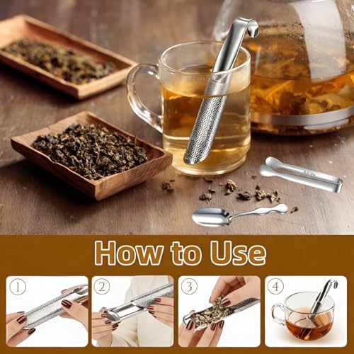 2 Pcs Tea Infuser with Hook Handle, Tea Diffusers for Loose Tea, Tea