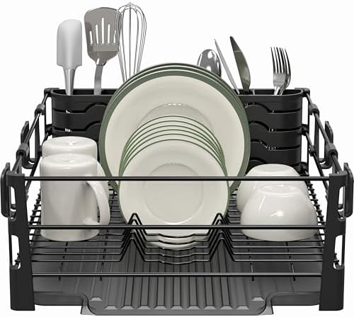 Simple Houseware Dish Drying Rack, Black