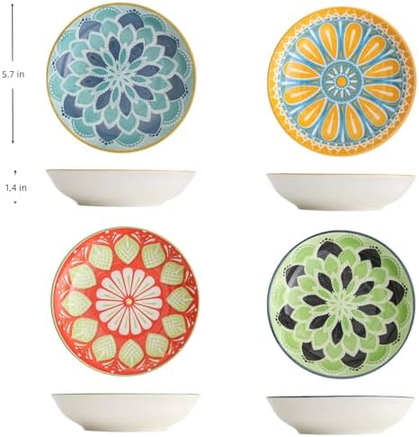 6 inch 4 Pack Cute Bohemian Colorful Ceramic Candy Bowls