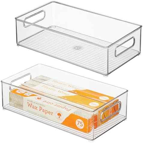 iDesign Stackable Fridge Bin, Clear, Set of 2
