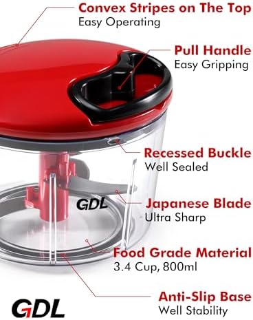 GDL Food Chopper, Vegetable Chopper, Pull String Onion Chopper Dicer