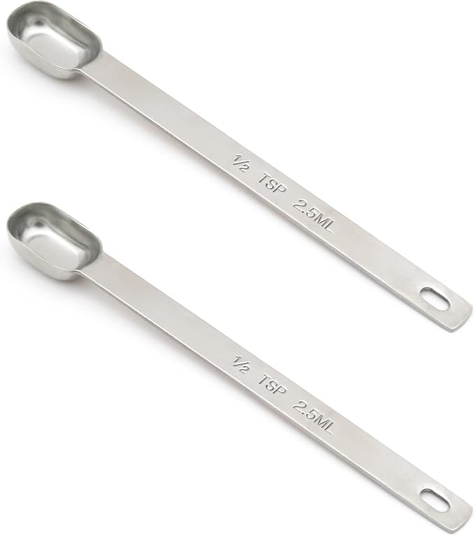 2PCS 1/2tsp Single Measuring Spoon, Stainless Steel Long Handle Individual by BERYLER