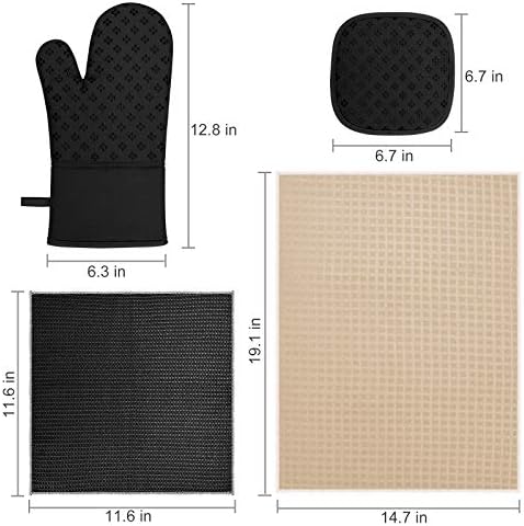 Oven Mitts and Pot Holders Set 10 Pcs,with Kitchen Towels Dishcloths