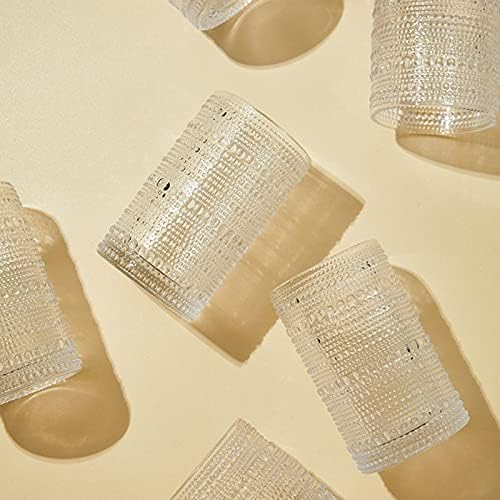 ZOOFOX Set of 6 Vintage Hobnail Drinking Glasses, 13 oz Tall Clear