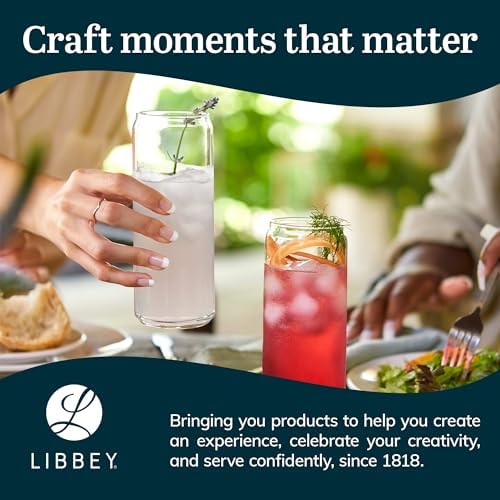 Libbey Classic Slim Beer Can Glasses, 12.5 oz Tall Drinking Glasses