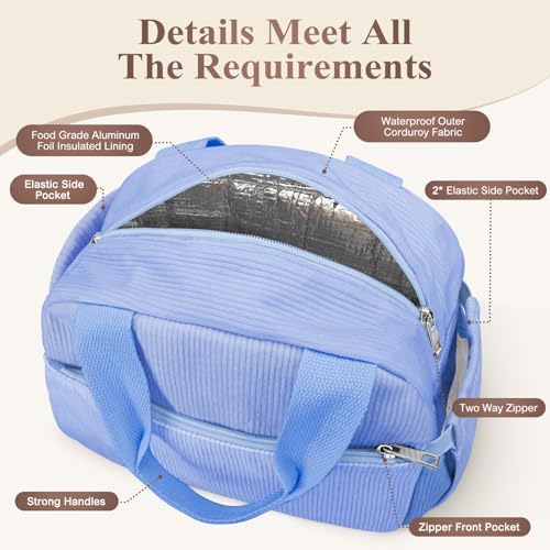KUBYA Corduroy Insulated Lunch Bag, Large