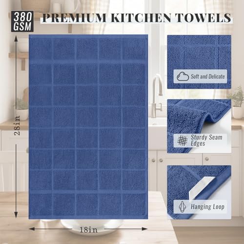 Homaxy 100% Cotton Kitchen Towels 18"x28", 6 Pack Dish Towels, Navy