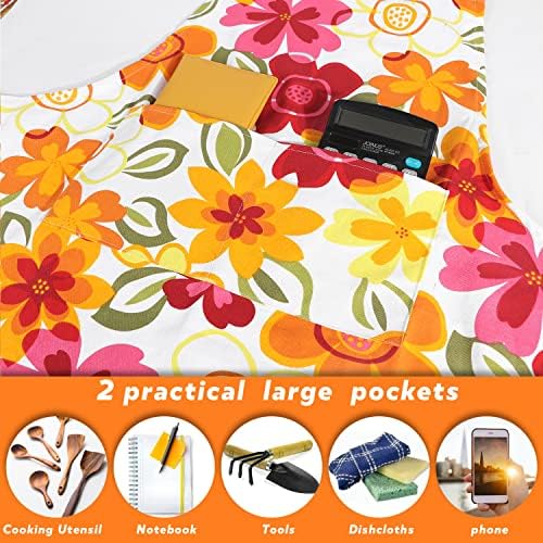 Canvas Plus Size Apron for Women with 2 Pockets, 39 X 38 inch Extra
