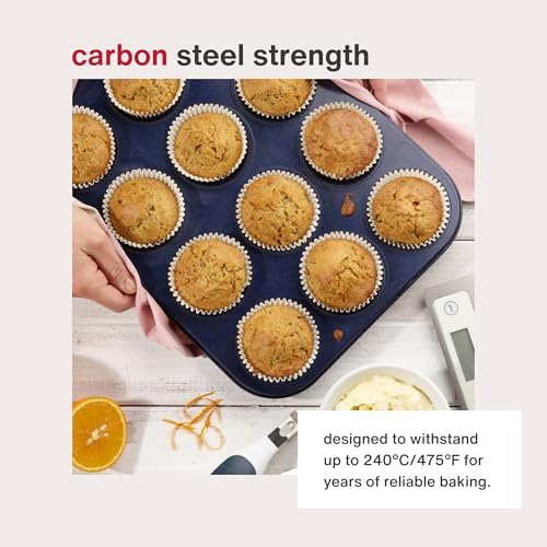 Zyliss E980200 Non-Stick 12 Hole Muffin Tin | Carbon Steel | Dark Blue