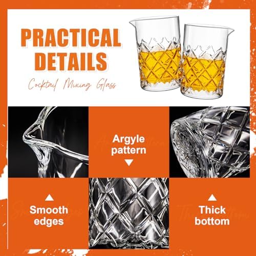 Dandat 4 Pcs 24 oz Cocktail Mixing Glass Thick Base Stirring Glass
