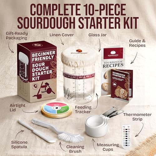 Superbaking 34oz Glass Sourdough Starter Jar