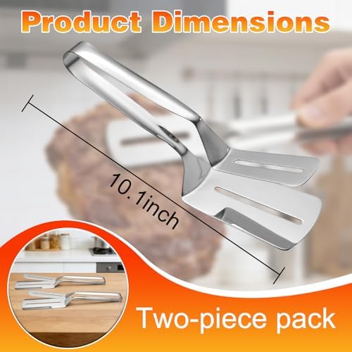 2Pcs Double-Sided Stainless Steel Grill Clamp Spatula, All-Purpose