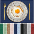 Cloth Placemats Set of 6, Cotton Linen Blend Place Mats, Navy Blue