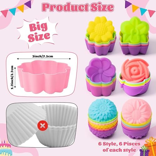 R HORSE 42Pcs Extra Large Silicone Molds, 3 x 1.2 inch Jumbo Cupcake