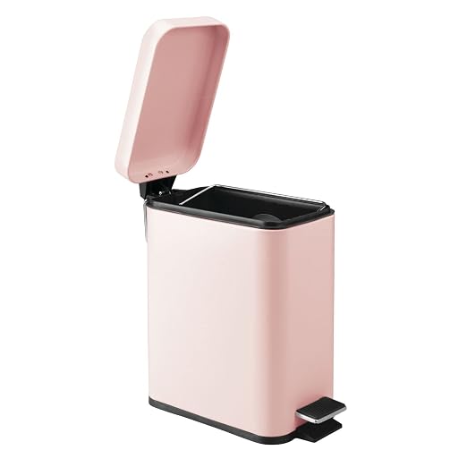 mDesign Small Modern 1.3 Gallon Rectangle Metal Lidded Step Trash Can, Compact - Image 7