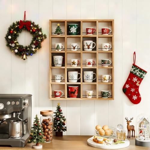 Wooden Coffee Mug Display Rack, Wall Mounted Coffee Cup Holder