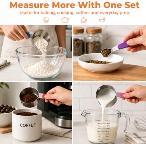 Magnetic Measuring Cups and Spoons Set, 304 Stainless Steel