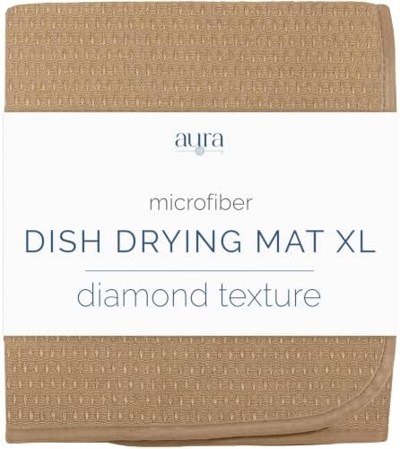 S&T INC. Dish Drying Mat, 18" x 24", XL, Diamond Texture, Tan