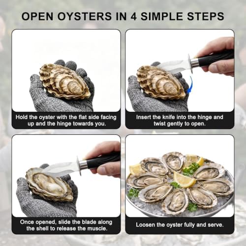 Oyster Knife Set, 2 Knives & 2 Pairs Level 5 Gloves