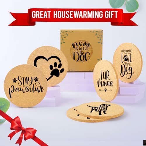 Coasters for Drinks with Set of 6, Cute Dog Coaster for New Home