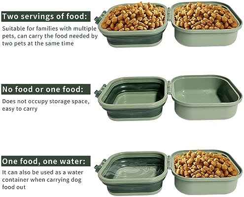 Collapsible Dog Bowls, 2-in-1 Portable Food and Water Feeder