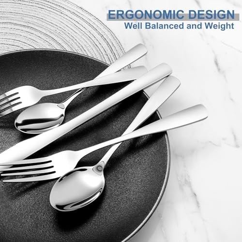 BEWOS 20 Piece Silverware Set - Stainless Steel Silverware Sets for 4