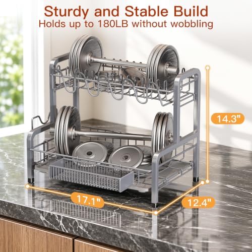 BOOSINY 2-Tier Stainless Steel Dish Drying Rack