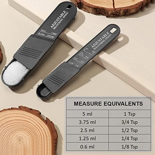 Meanplan 6 Pcs Adjustable Measuring Spoons, Baking Cooking, 2 Sizes