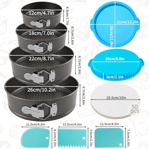 4, 7, 9, 10 Inches Springform Cake Pan Set, Spring Form Pans for