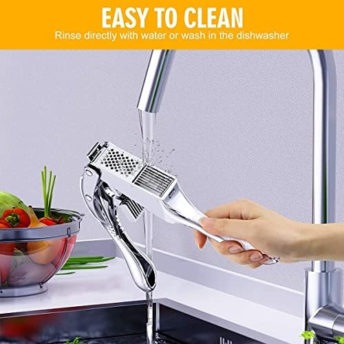 2-in-1 Stainless Steel Garlic Press and Slicer, Silver