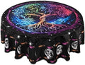 juniissl Sun Moon Tree Tablecloth Washable Round Table Cover for