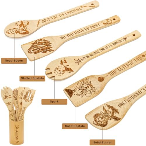 6Pcs Horror Movie Character Cooking Gift Set Wooden Spoons Utensils