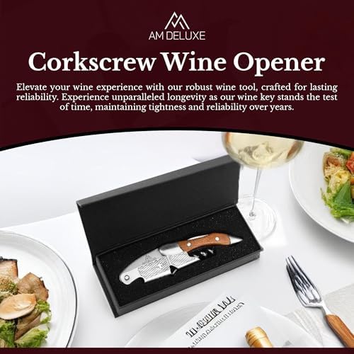 Waiters Corkscrew Wine Opener - Double-Hinged Fulcrum 3-In-1 Cork