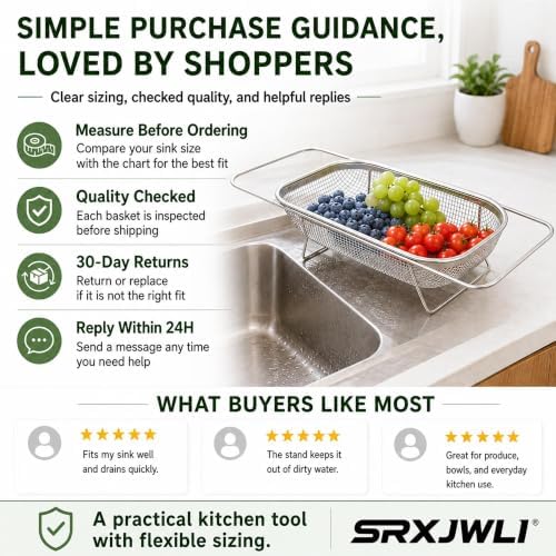 Expandable Over-the-Sink Strainer Basket, Stainless Steel in Four