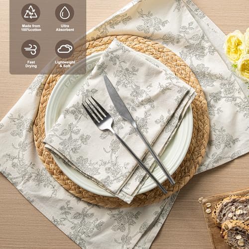 French Pastoral Flour Sack Kitchen Towels Set of 2, Green