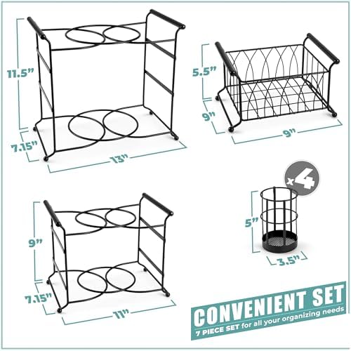 Sorbus Buffet Caddy, 7-Piece 3-Tier Set, Stackable Design (Black)