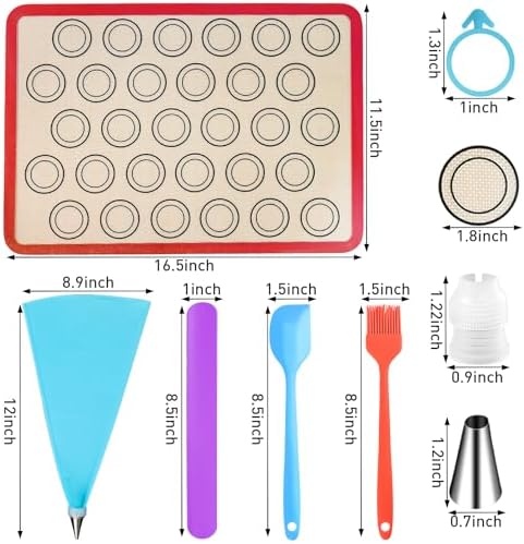 44 Pcs Macaron Silicone Baking Mats Set, Macaron Baking Supplies