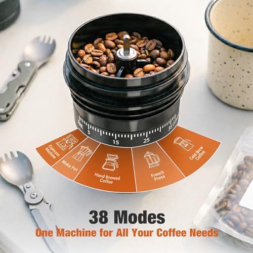 2-in-1 Portable Electric Burr Coffee Grinder, 38 Settings