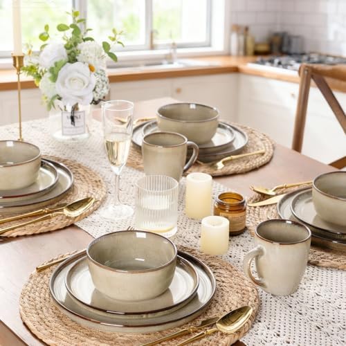 GBHOME Dinnerware Sets for 8, 24 Pieces Ceramic Plates and Bowls Set